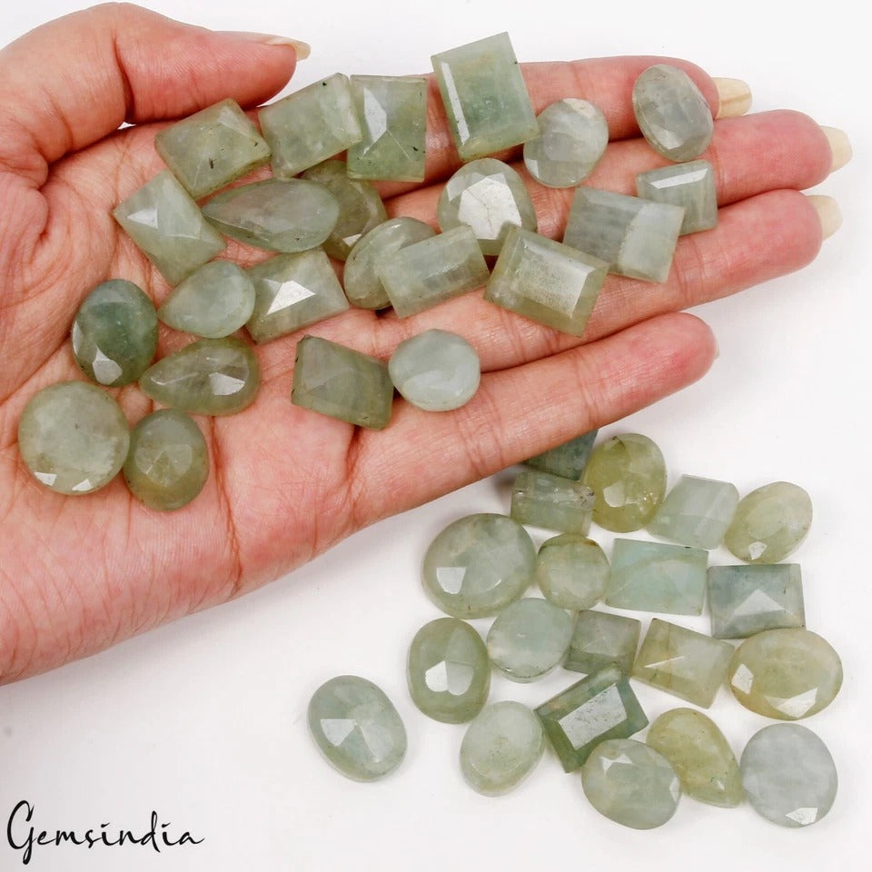 460Ct Natural Green Aquamarine Beryl Mix Cut Untreated Loose Ring Size Gemstones