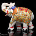 1.3 Kilo Marble Elephant Statue Trunk Up Hand Painted Art Home Decor Sculpture
