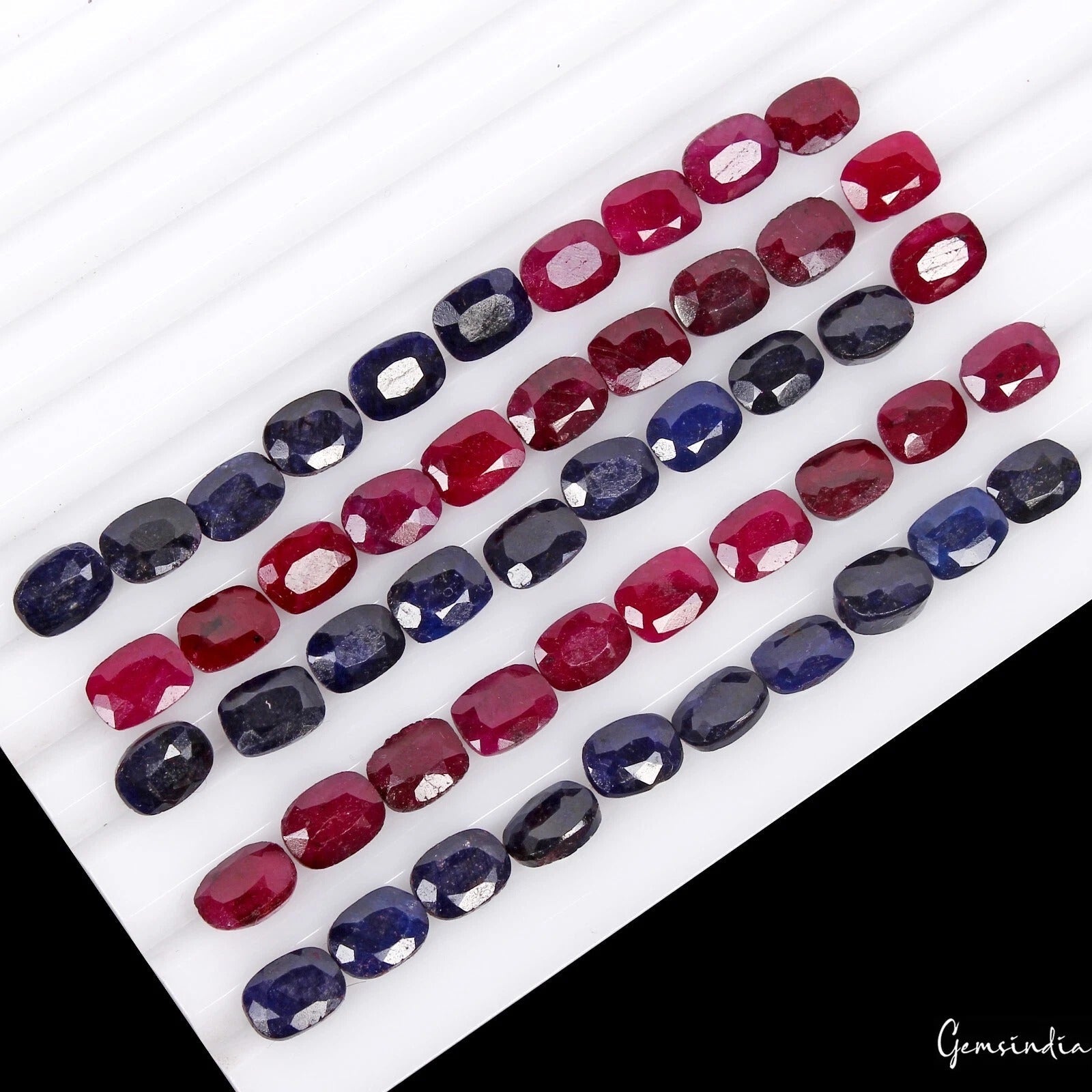 Certified 50 Pcs Natural Ruby Sapphire 8mmx6mm Each Cushion Cut Loose Gemstones