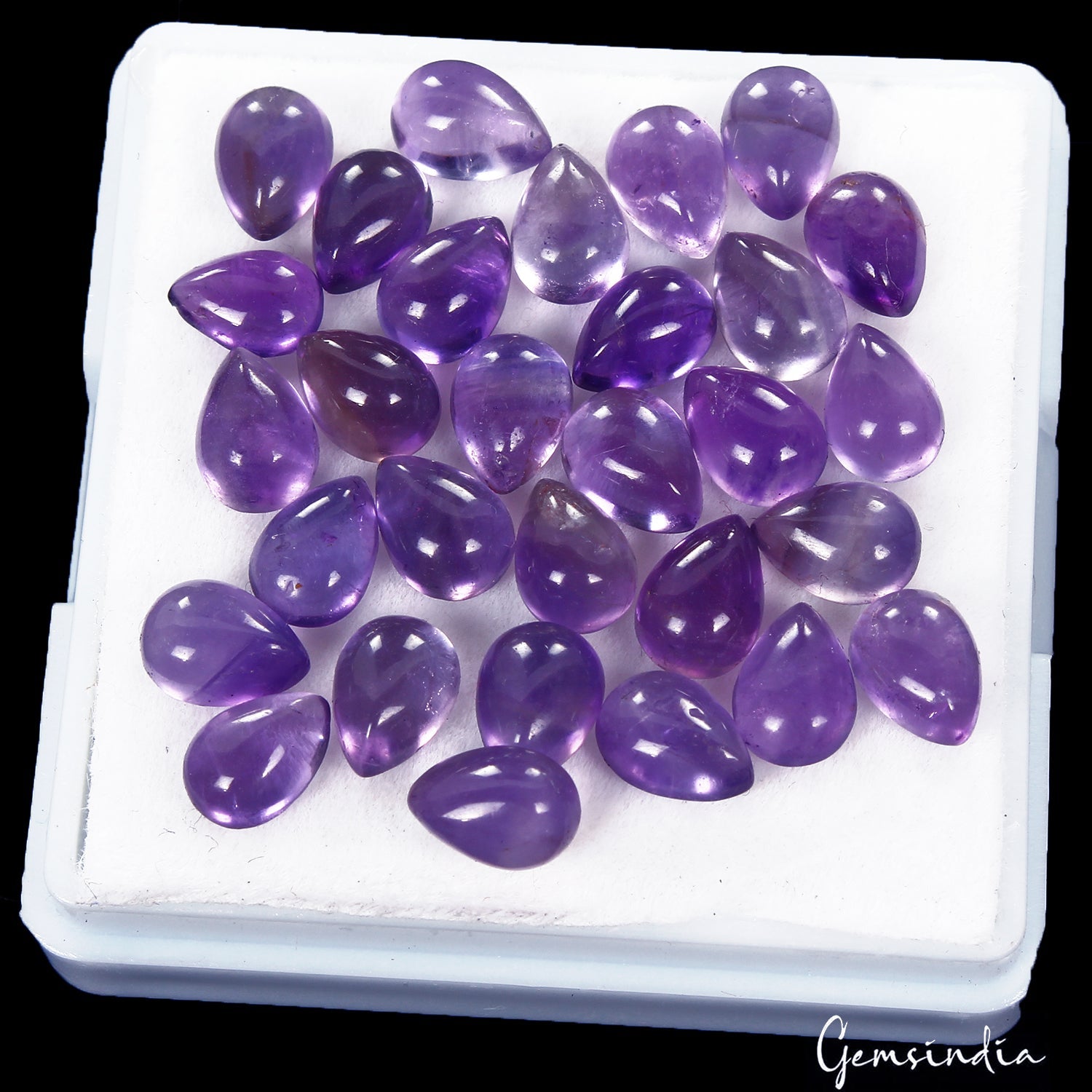 24.90 Cts/30 Pcs Natural Purple Amethyst Pear Calibrated 7*5mm Gems For Jewelry