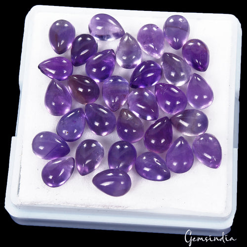 Amethyst Lot, Loose Gemstone, Purple — 30 Pieces, 7mm, 24.90 Ct, Madagascar