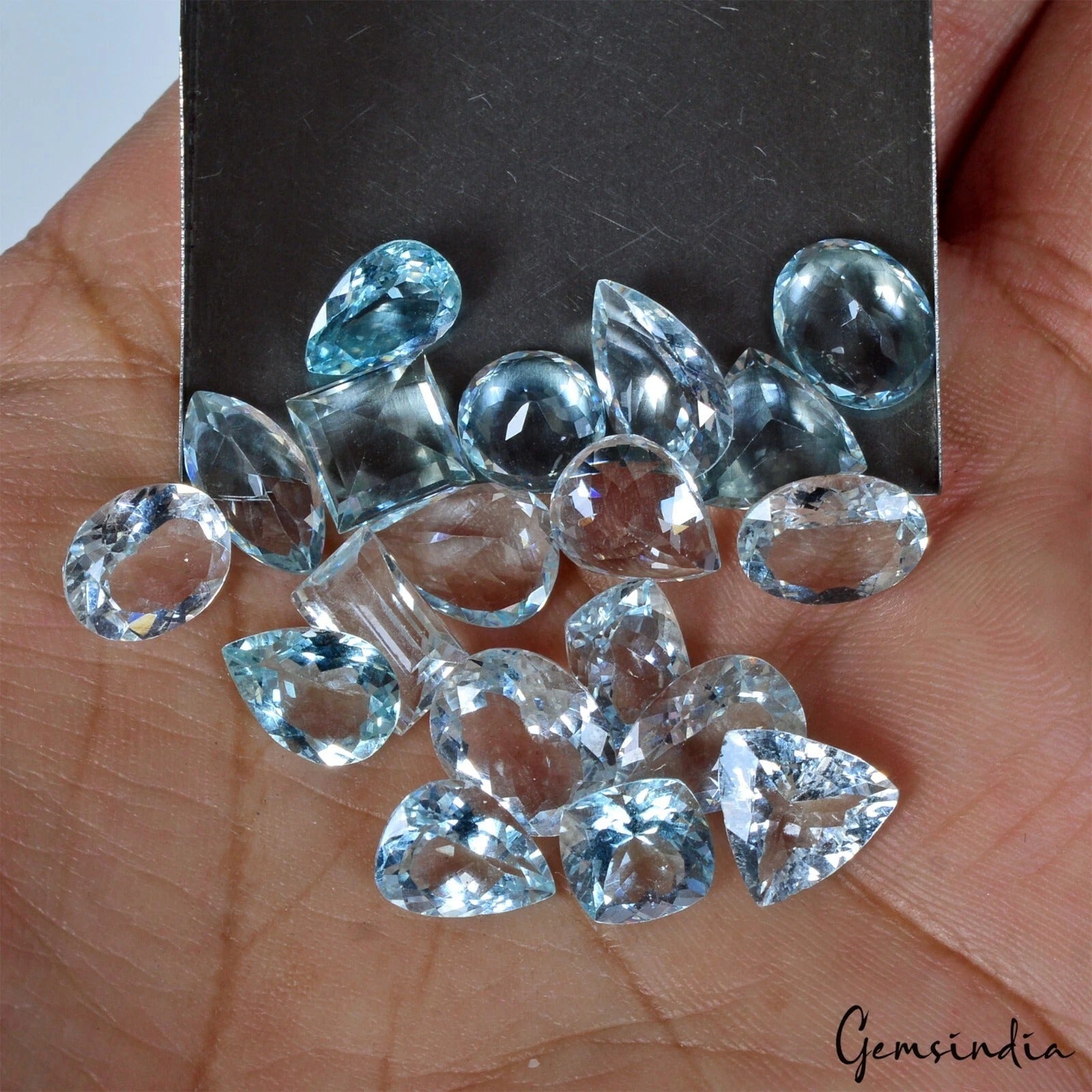 Natural Blue Aquamarine Mix Cut 8mm-12mm Loose Jewelry Making Gemstones~38 Cts