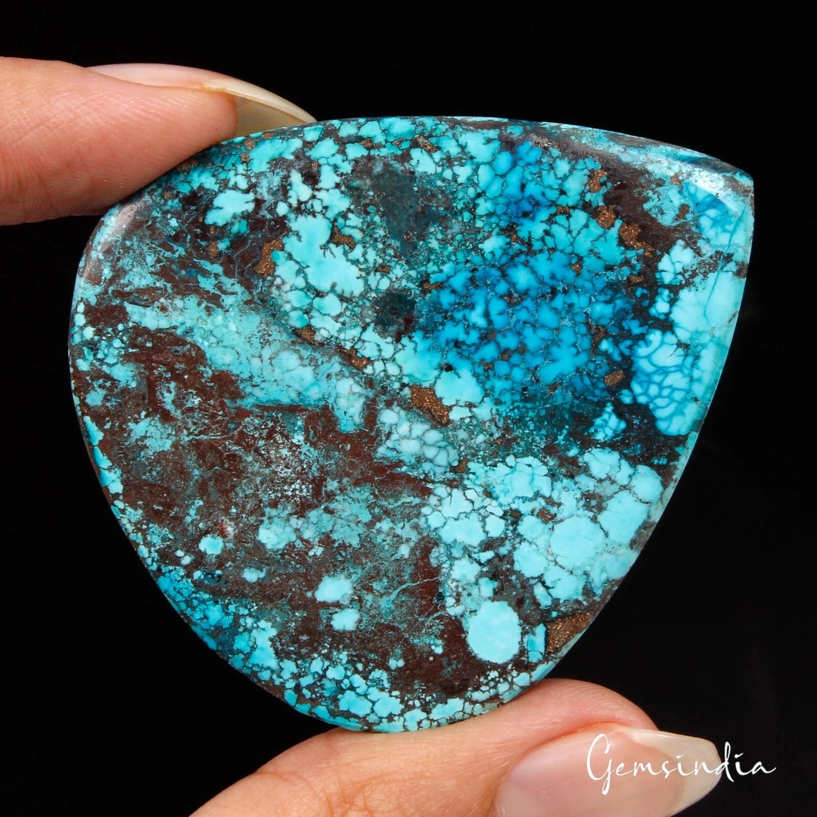 Turquoise Cabochon, Color Enhanced, Blue — 55 x 49 x 6 mm, 138.90 Ct