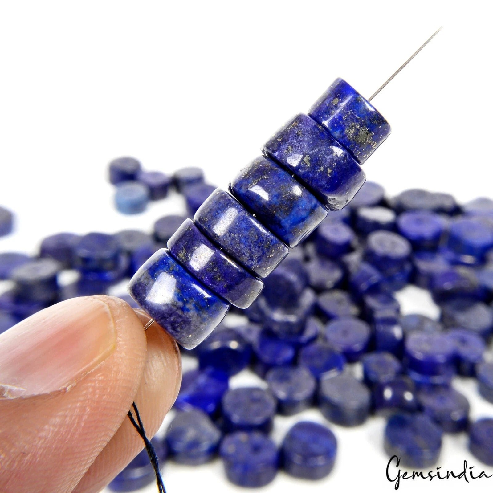 6-11MM Deep Blue Lapis Lazuli Beads Grade A+ Tyre Shape GemsLoose Beads 640 Cts