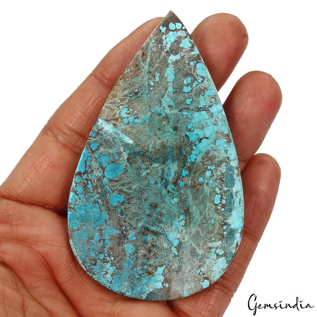 Huge 280 Cts USA Arizona Spiderweb Blue Turquoise Oval Cabochon Loose Gemstone