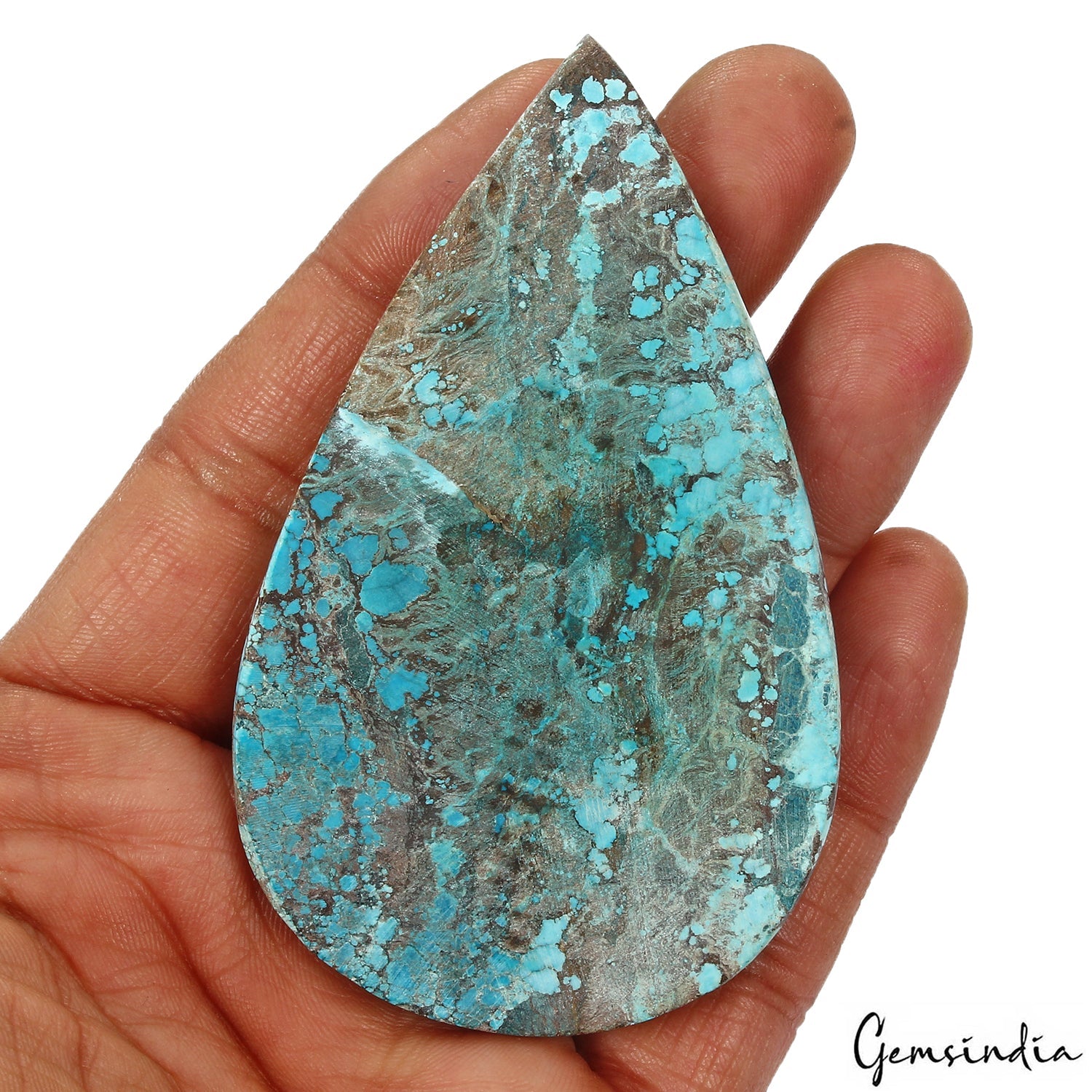 Huge 280 Cts USA Arizona Spiderweb Blue Turquoise Oval Cabochon Loose Gemstone