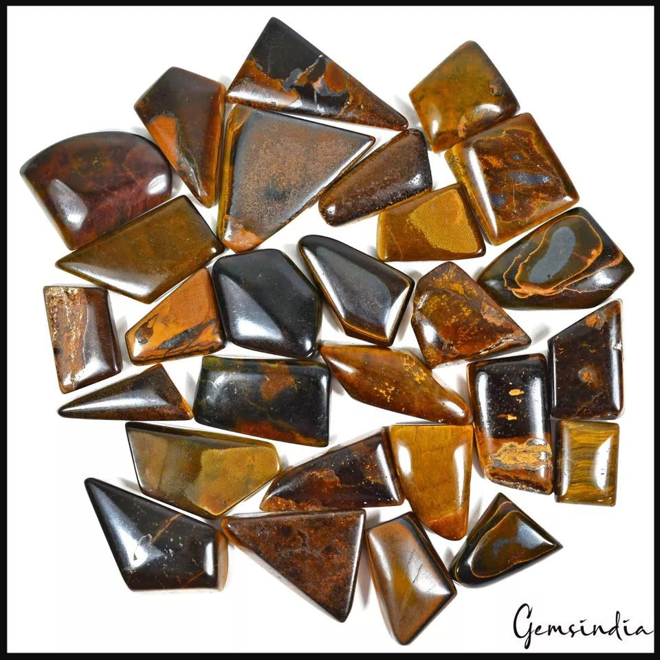 2500 Ct/28Pcs Natural Untreated Iron Tiger Eye Fancy Cab Loose Wholesale Gem Lot