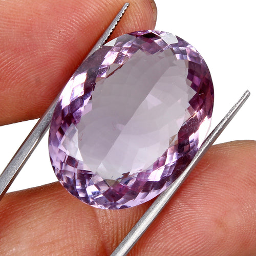 Amethyst Loose Gemstone, Oval Faceted Cut, Untreated — 25x19x11mm, 35.35 Ct, Brazil