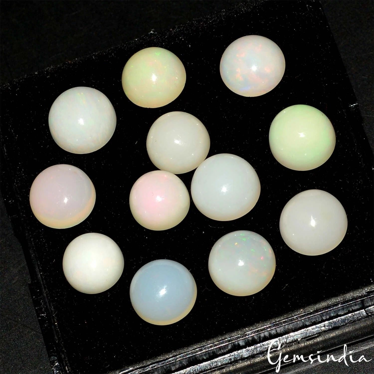 24.20 Cts/12 Pcs Natural Untreated Australian Multi Shine Opal Round Loose Gems