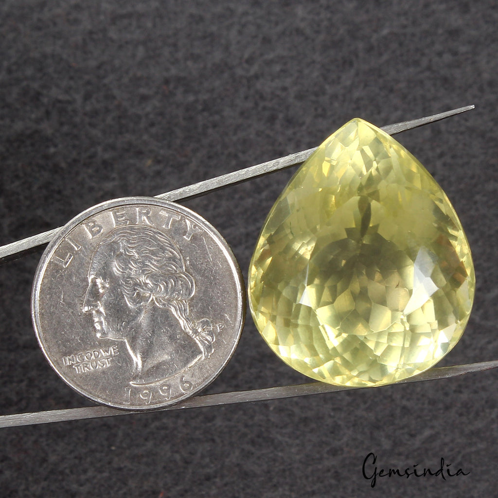 85.20 Cts Natural Untreated Brazilian Yellow Citrine Pear Loose Gem For Pendant