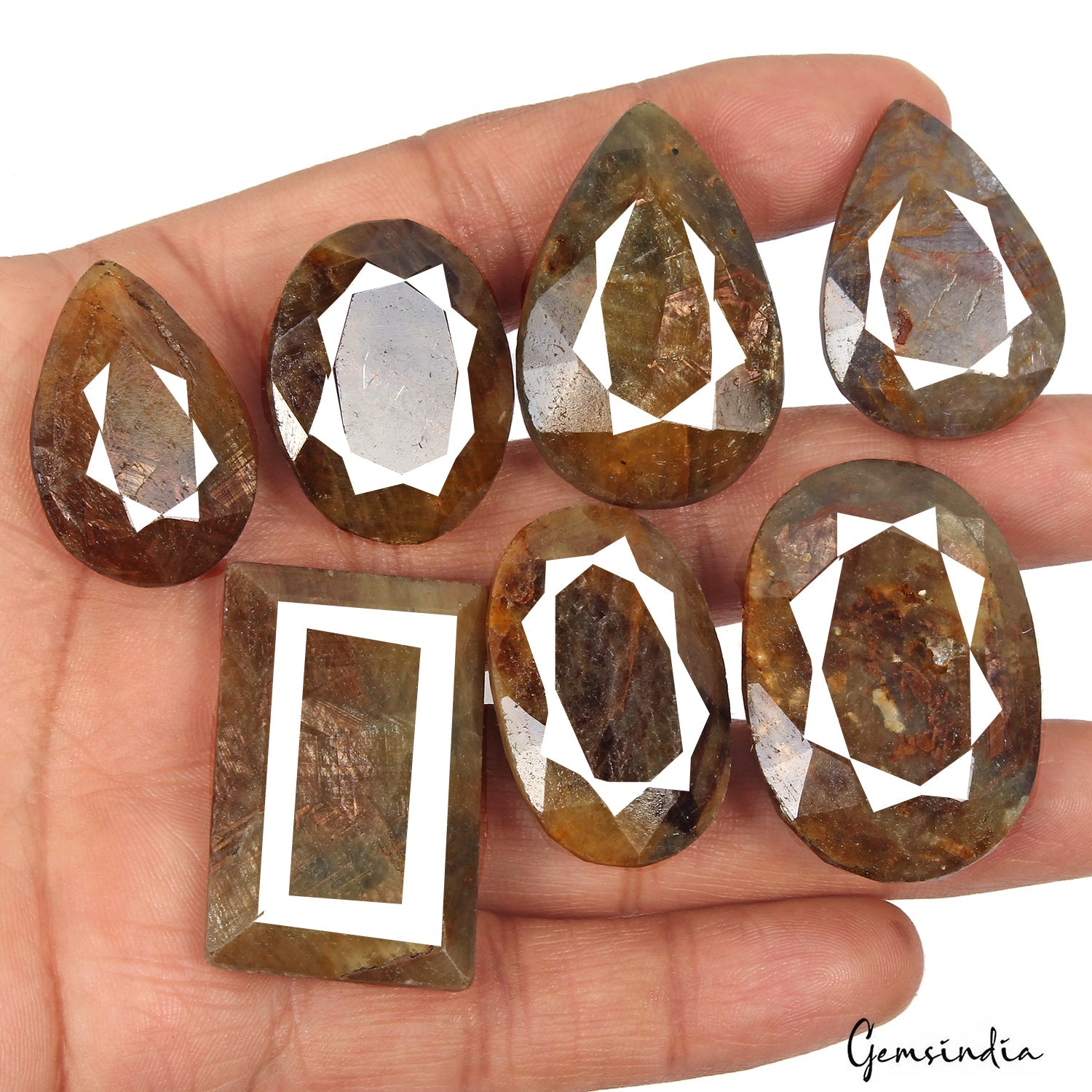 700 Ct Natural Untreated Brown Sapphire Mix Cut Faceted Loose Gemstone Lot 7 Pcs