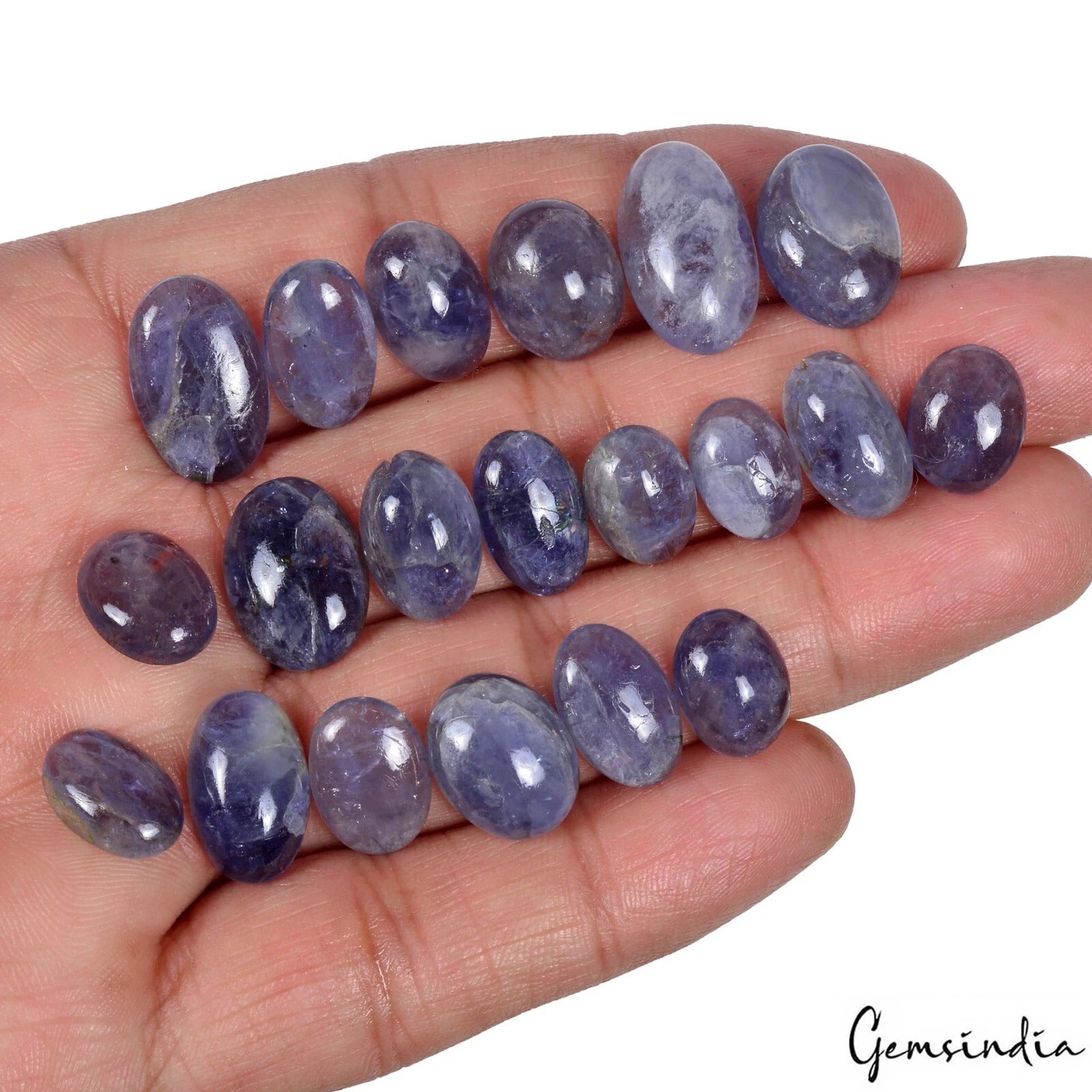 Iolite Lot, Cabochon, Untreated, Blue — 20 Pieces, 11mm to 17mm, 100.60 Ct, Madagascar