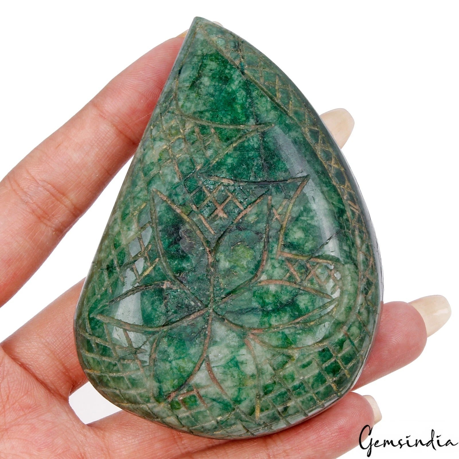 1060 Ct Natural Brazilian Green Emerald Pear Leaf Cut Hand Carved Loose Huge Gem