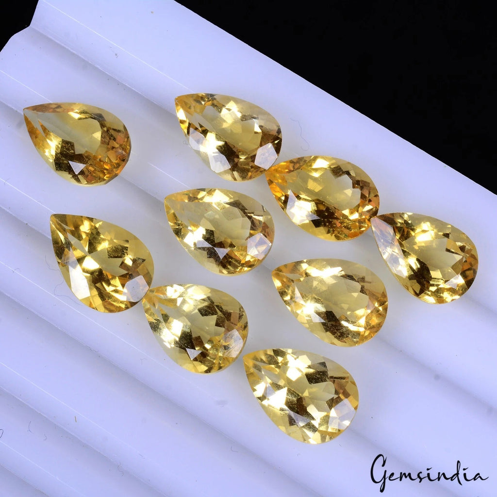 Citrine Lot, Loose Gemstone, Untreated, Yellow — 9 Pieces, 12mm to 13mm, 34.00 Ct, Brazil