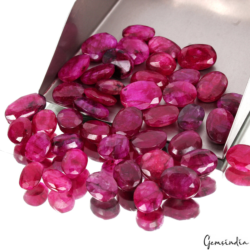 Beryl Lot, Loose Gemstone, Color Enhanced, Red — 43 Pieces, 10mm to 16mm, 217.70 Ct