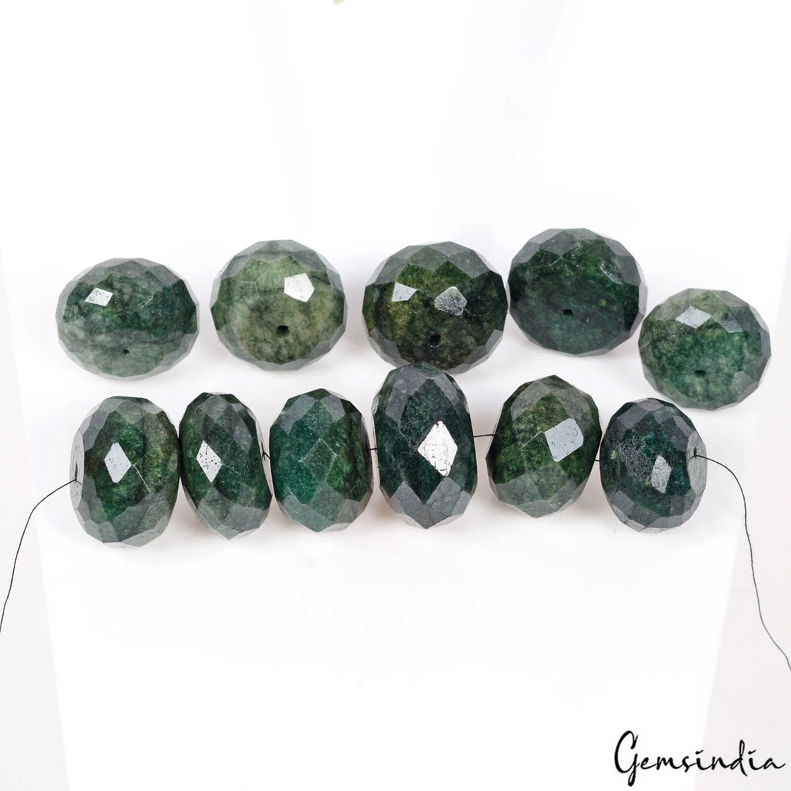 1330 Ct Natural Green Emerald Round Cut 26-32mm Drilled Loose Beads For Jewelry