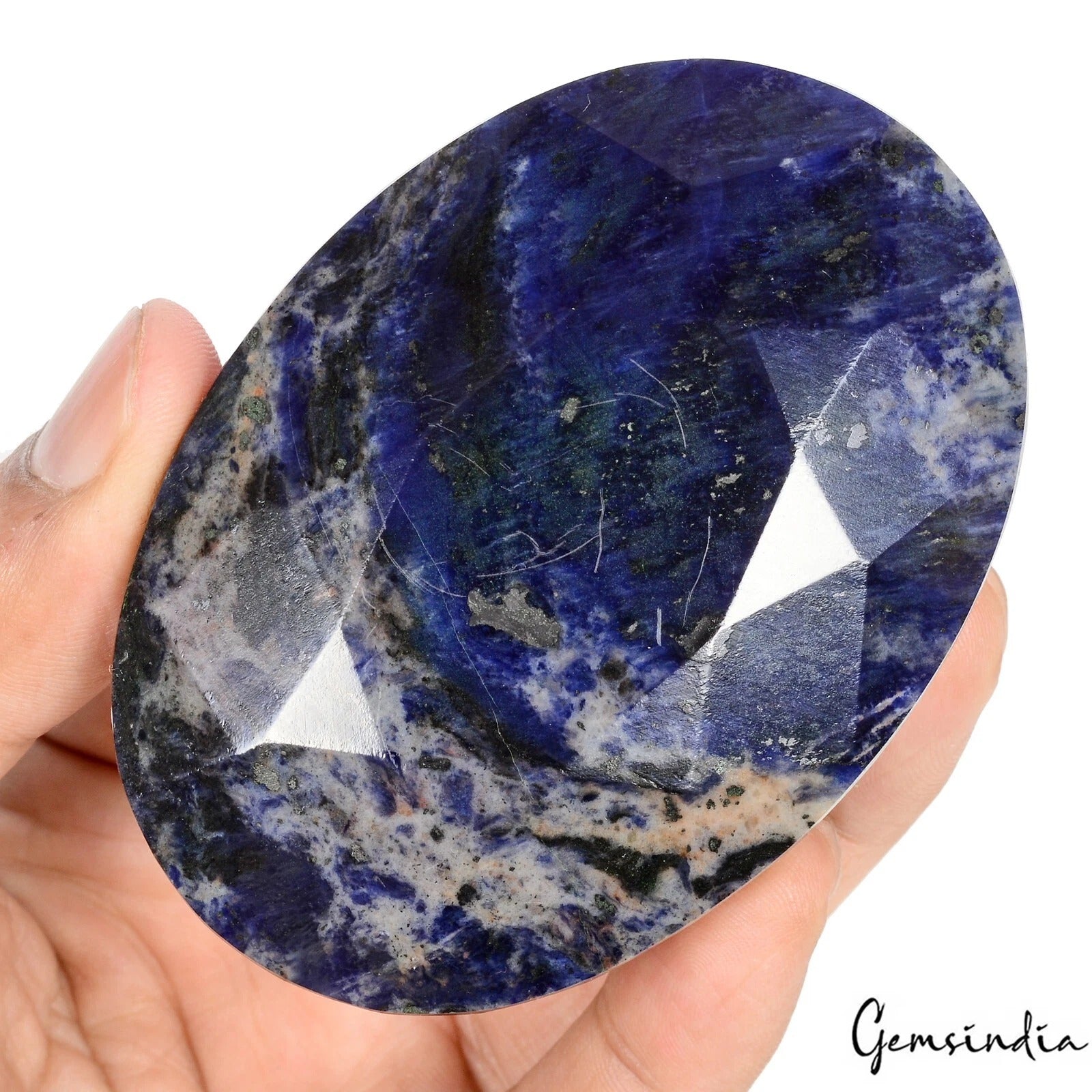 Sodalite Loose Gemstone, Untreated, Blue — 82x58x33mm, 1200 Ct