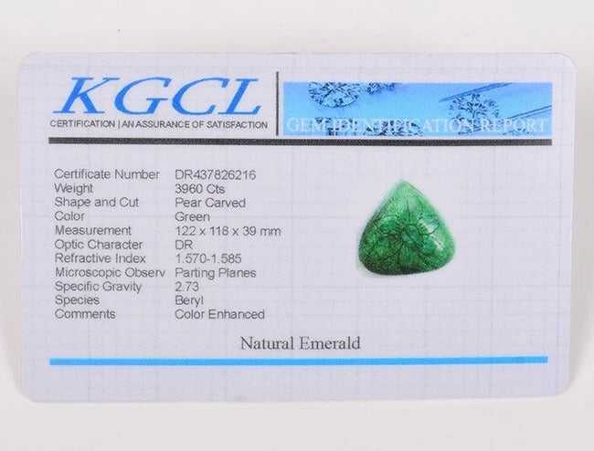 Brazilian Emerald Carving, Color Enhanced — 122x118x39 mm, 3960 Ct, Brazil