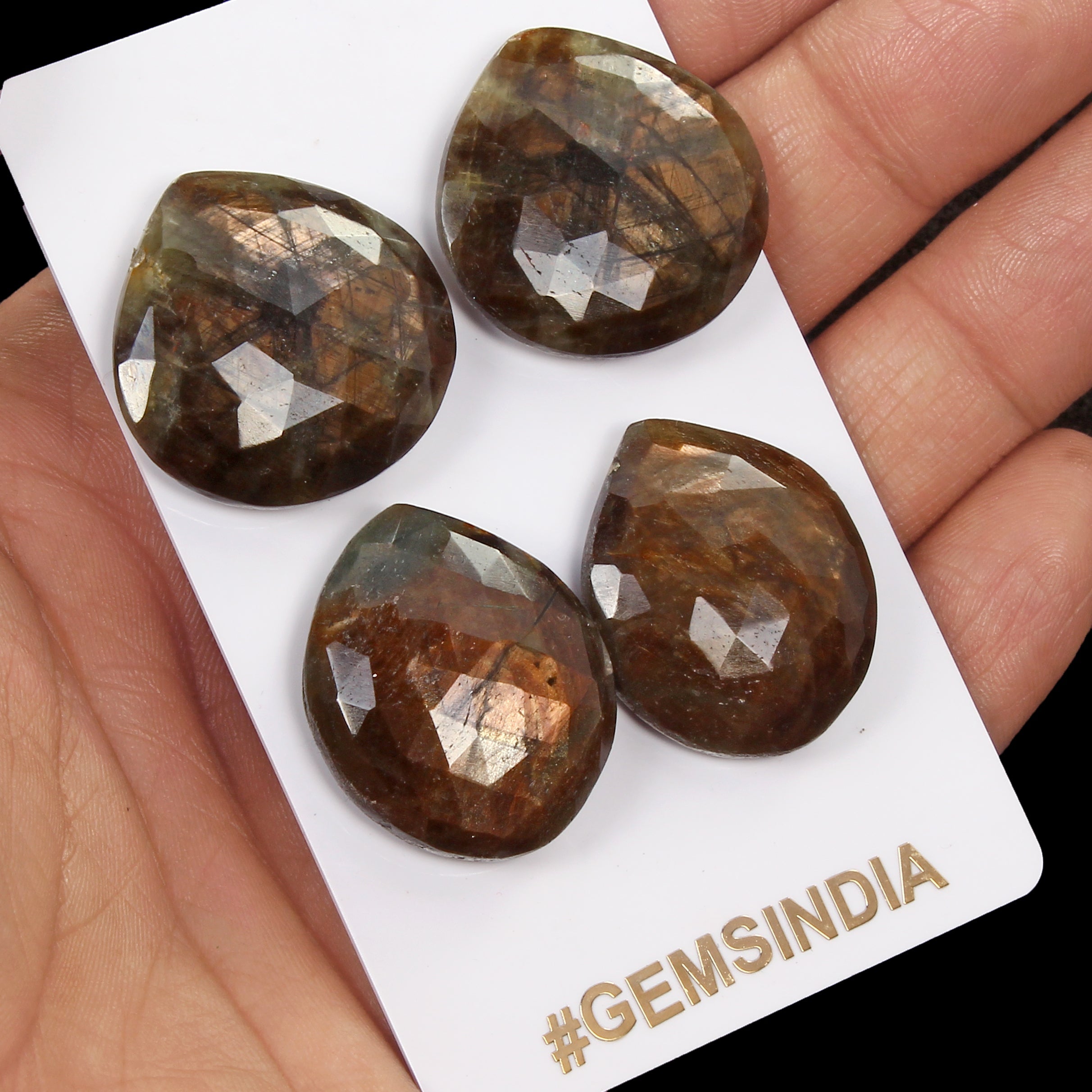 2 Pairs Natural Untreated Golden Sapphire 26mm-27mm Rose Checker Cut Loose Gems