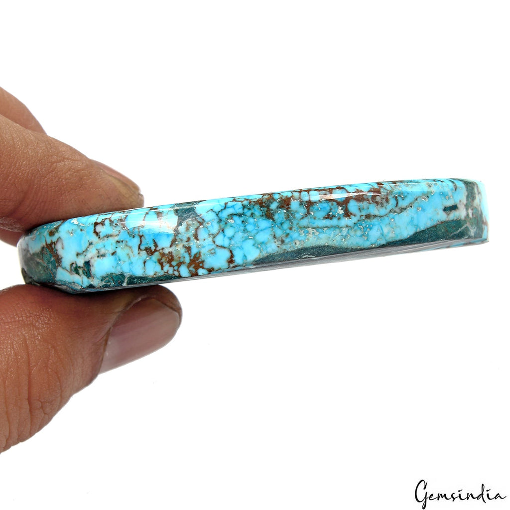490 Ct Blue Spiderweb Turquoise Oval Cab Arizona Museum Huge Size Loose Gemstone