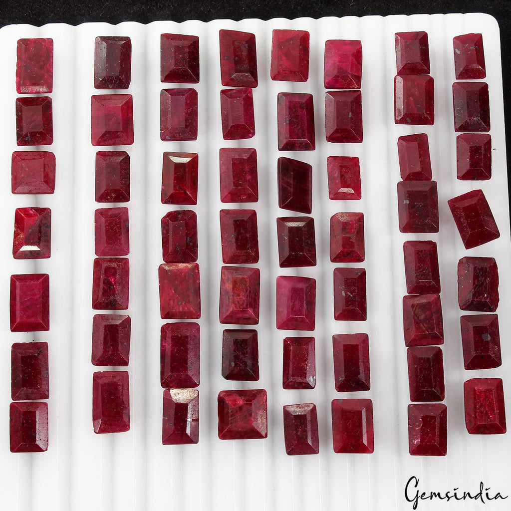 490 Ct/58 Pcs Natural Red Ruby Baguette Cut Loose 11-16mm Gemstones For Jewelry