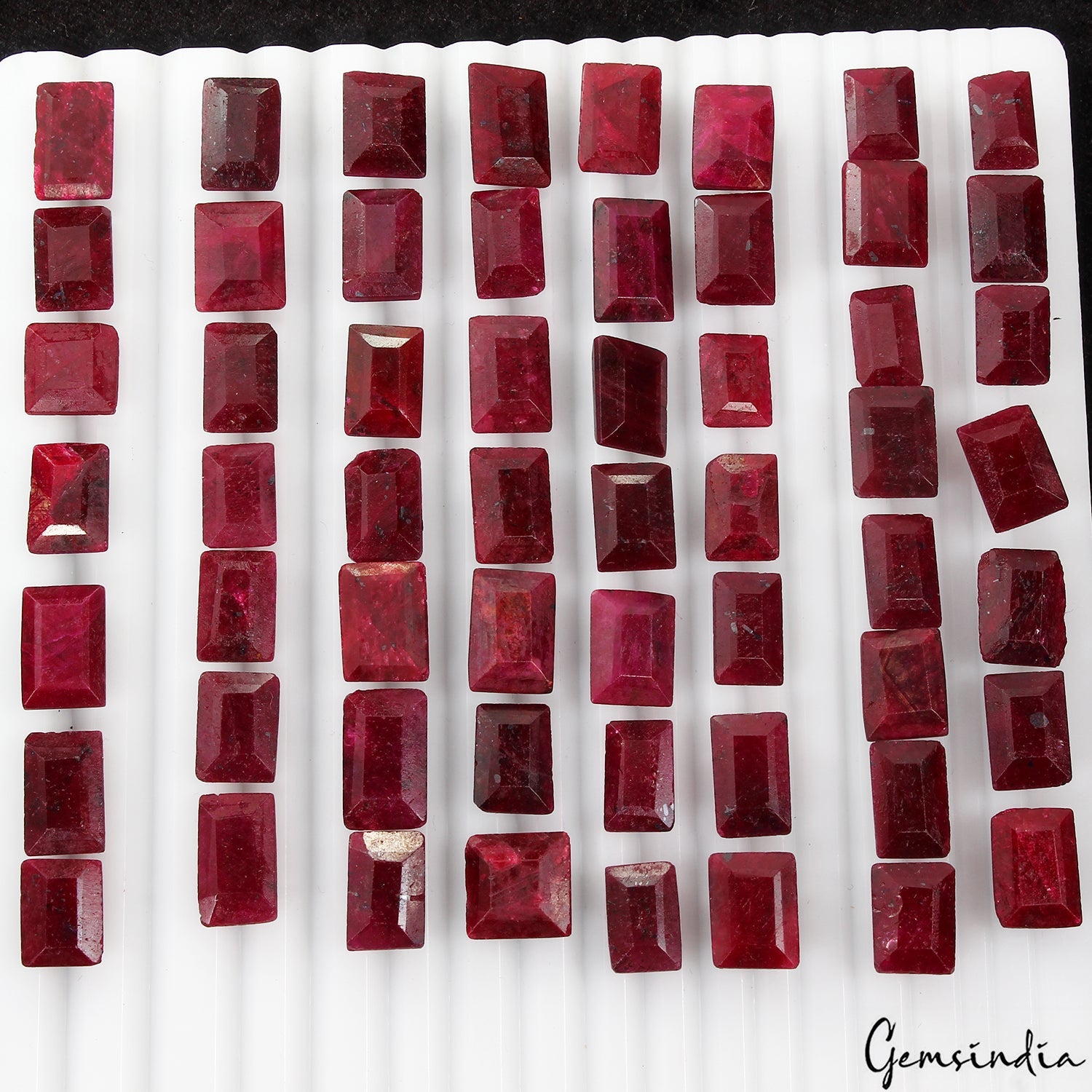 490 Ct/58 Pcs Natural Red Ruby Baguette Cut Loose 11-16mm Gemstones For Jewelry