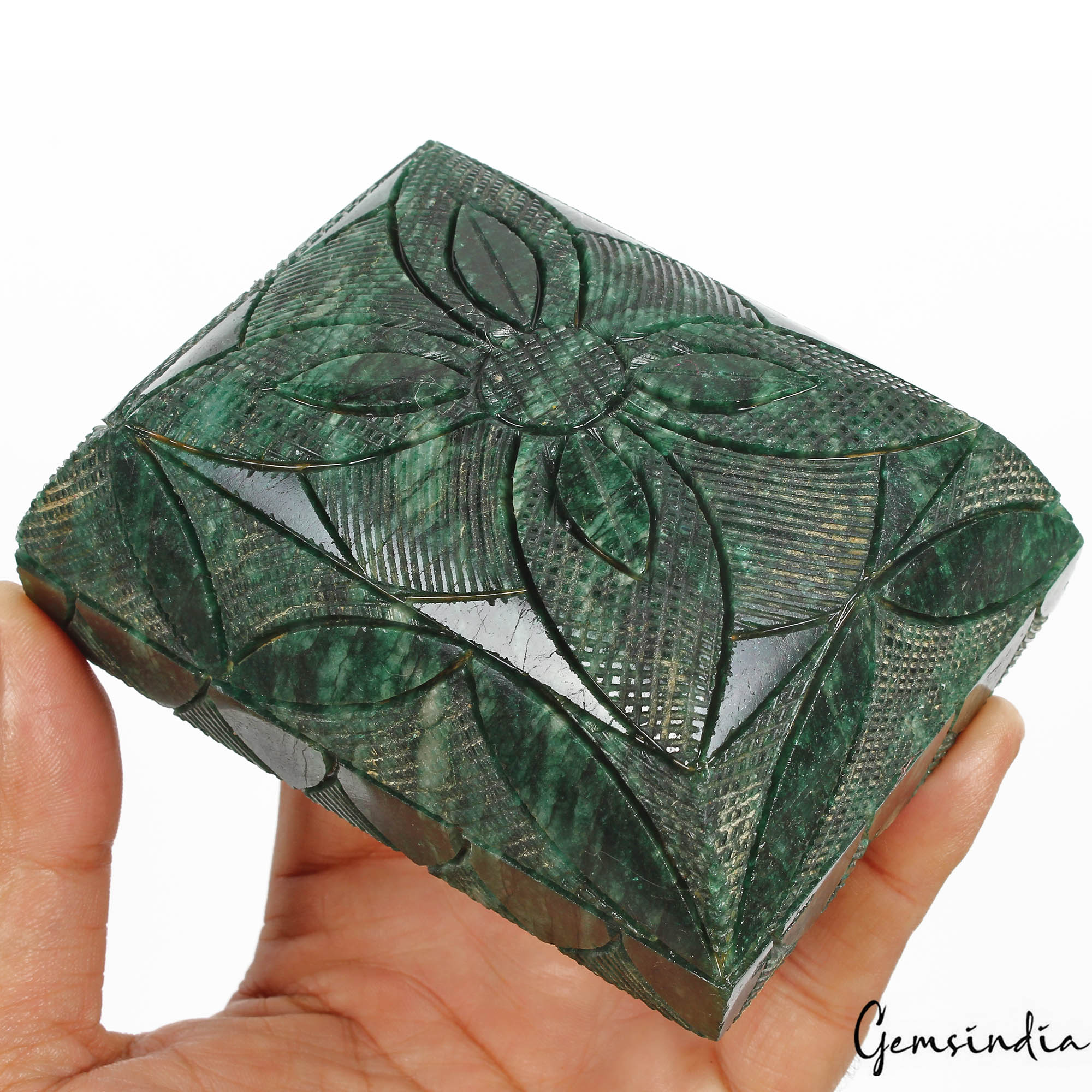 4550 Cts Natural Dark Green Emerald Baguette Cut both Side Carved Huge Loose Gem