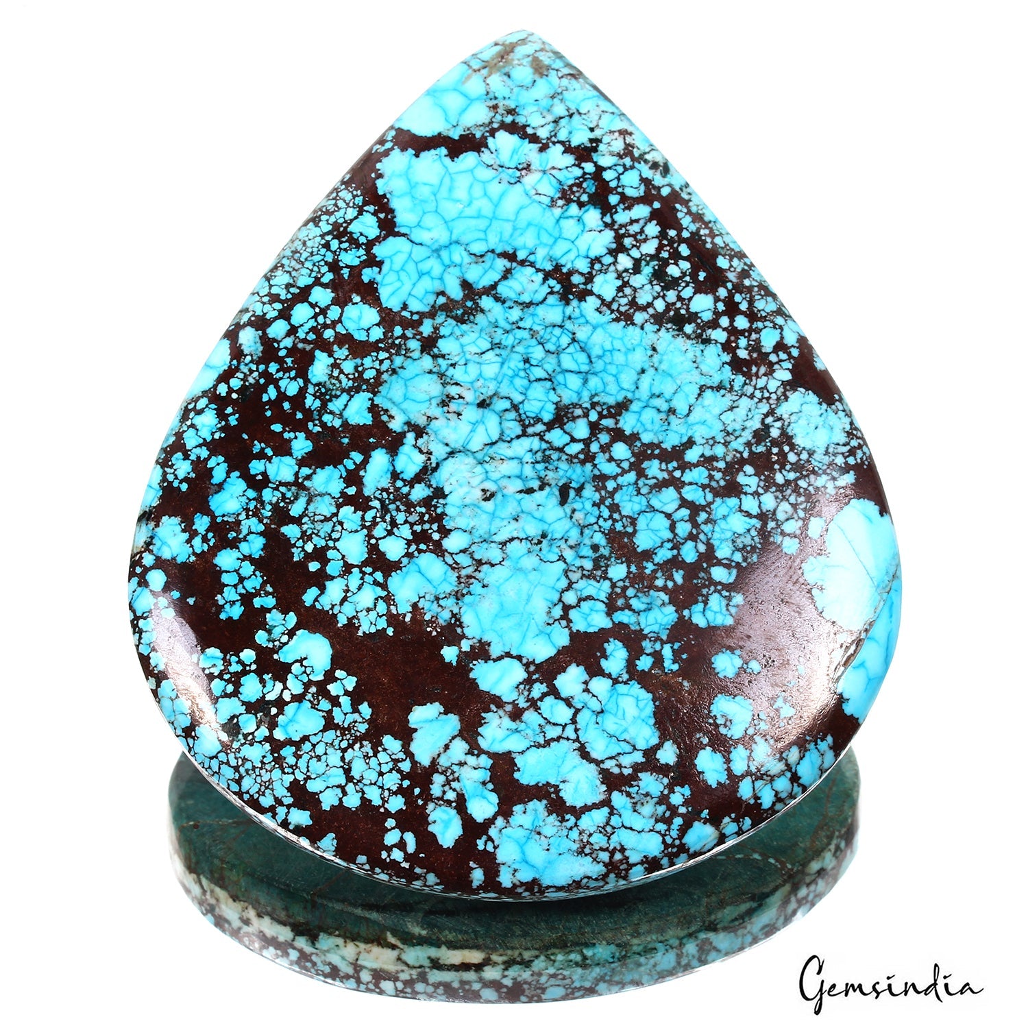 Huge 480 Cts USA Arizona Spiderweb Blue Turquoise Pear Cabochon Loose Gemstone