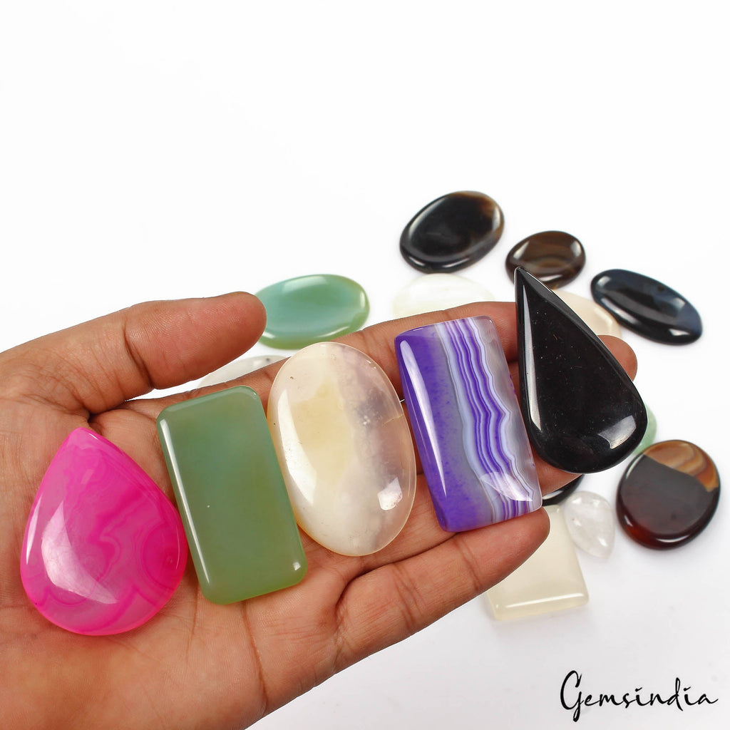 1600 Ct/18 Pcs Natural Untreated Multi Color Onyx Agate Loose Wholesale Gems Lot