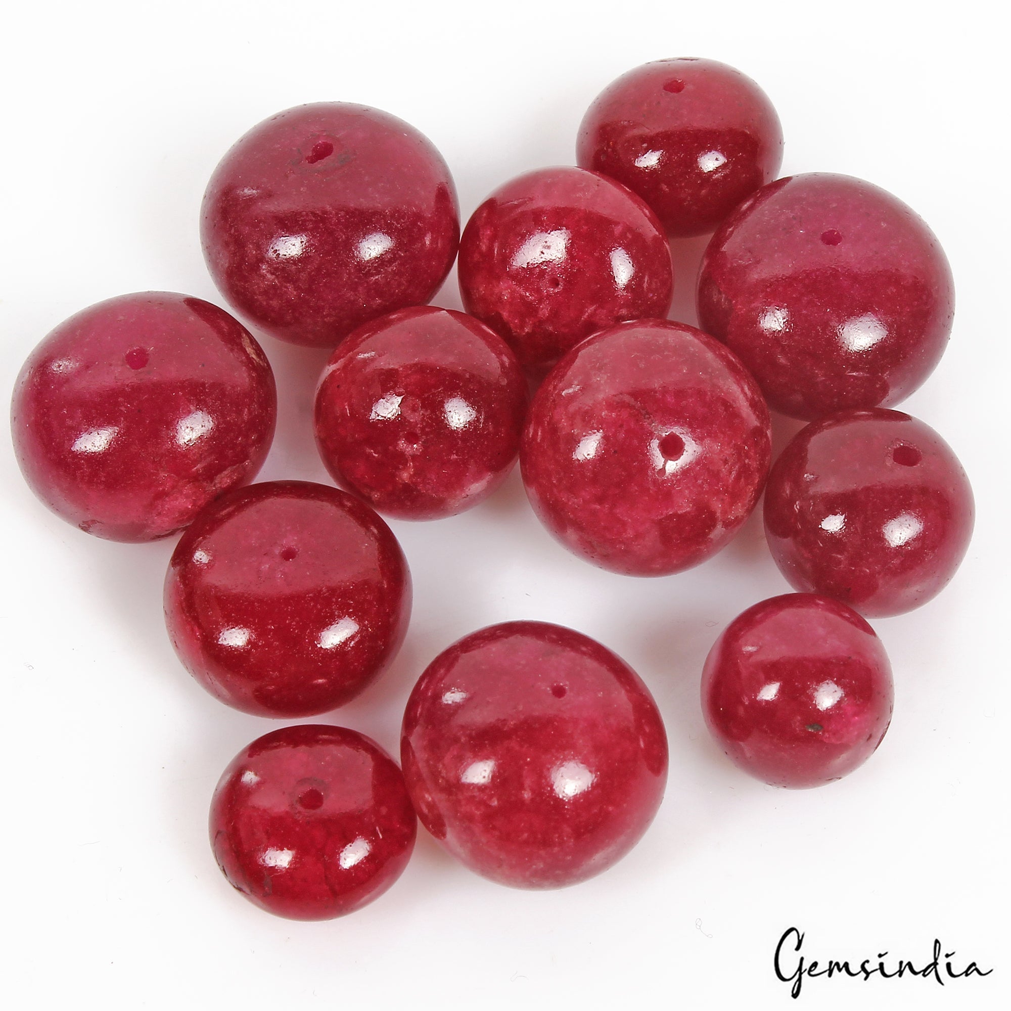 320 Ct/12 Pcs Natural Red Quartz Round Cab Drilled Loose 13mm-19mm Bead Gems Lot