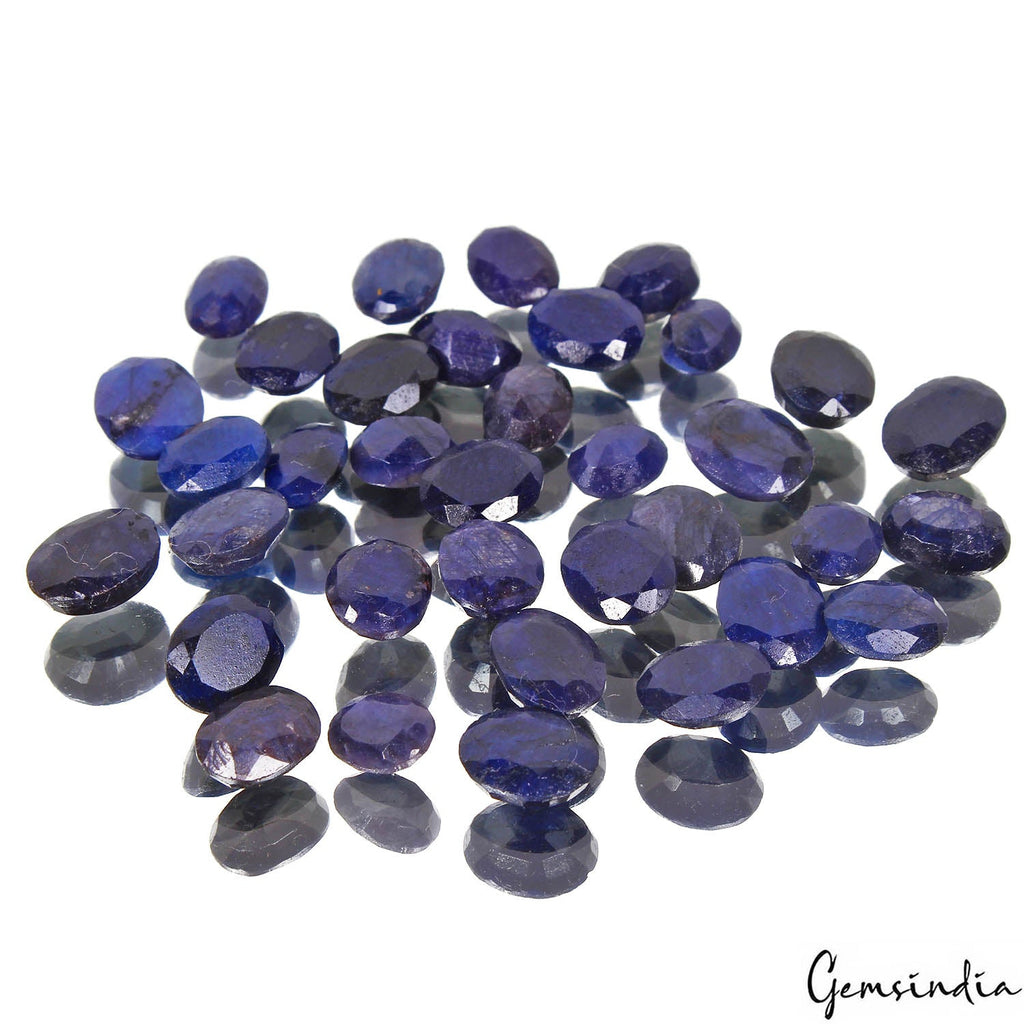 Certified 35 Pcs Natural African Blue Sapphire Oval Faceted Cut 8mm-10mmGems Lot