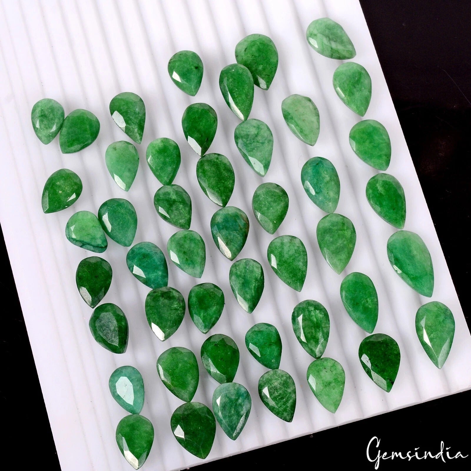 Emerald Lot, Loose Gemstone, Color Enhanced, Green — 46 Pieces, 13mm to 21mm, 370 Ct, Brazil