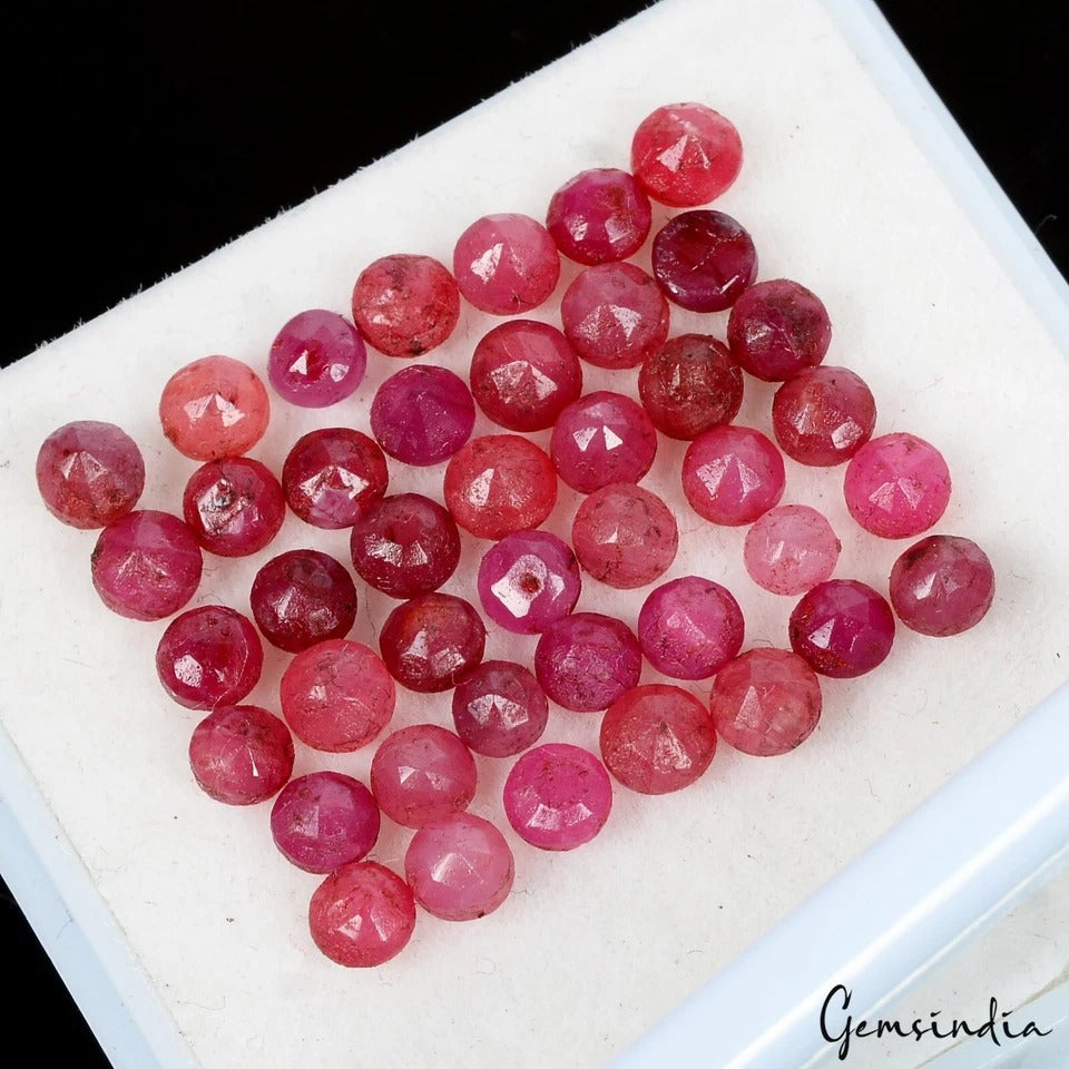 12.30 Cts/42 Pcs Natural Red Ruby Round Faceted Cut Loose Gems Lot For Jewelry