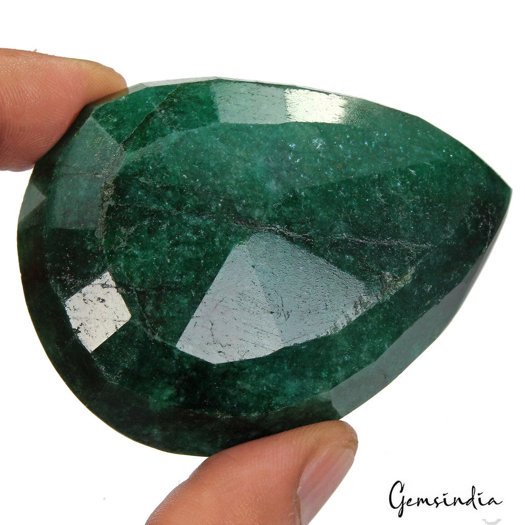 570 Ct Natural Dark Green Brazilian Emerald Pear Faceted Cut Earth Mined Gems