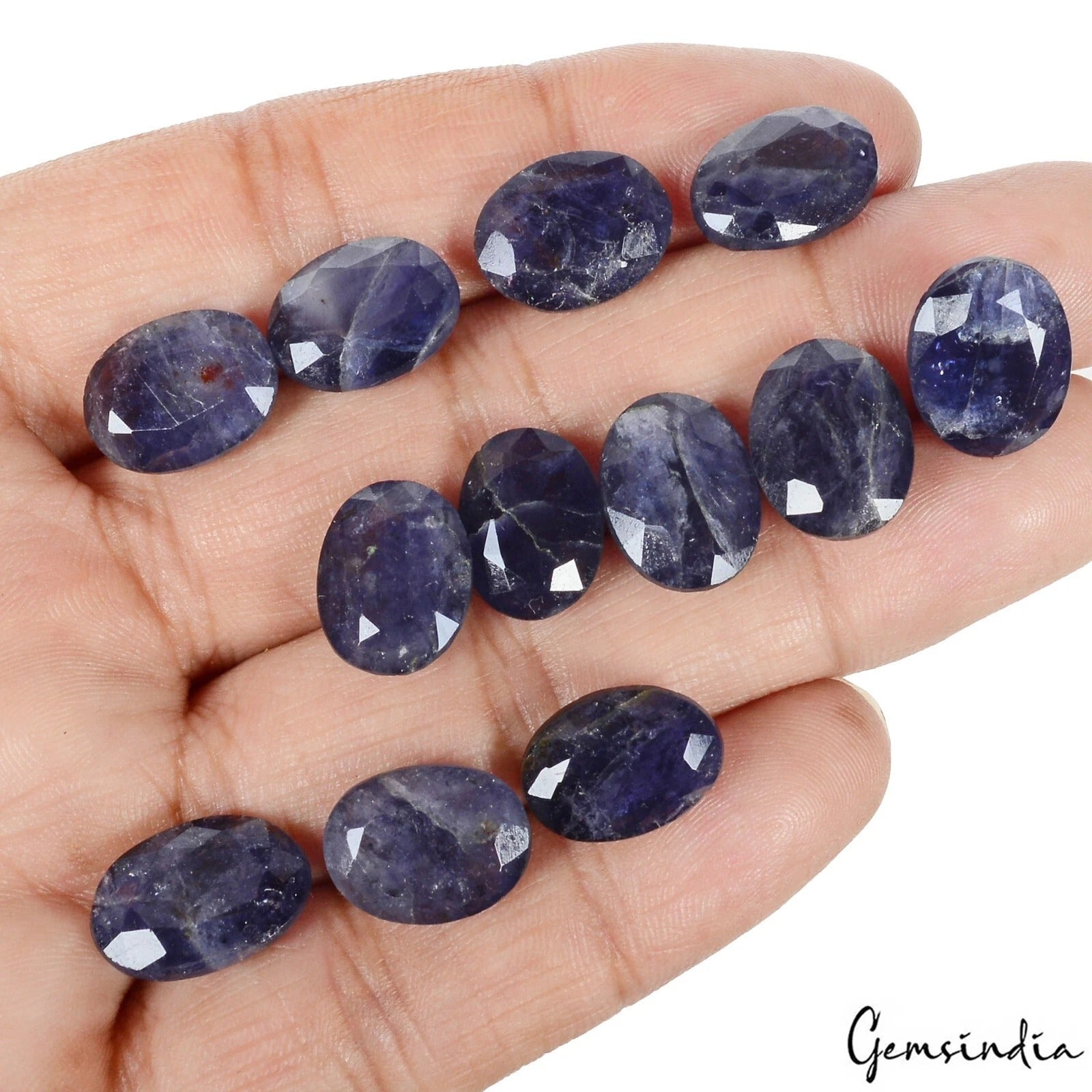 12 Pcs Natural Iolite 13-15mm Oval Cut Loose Untreated Blue Gemstones ~73.20 Cts