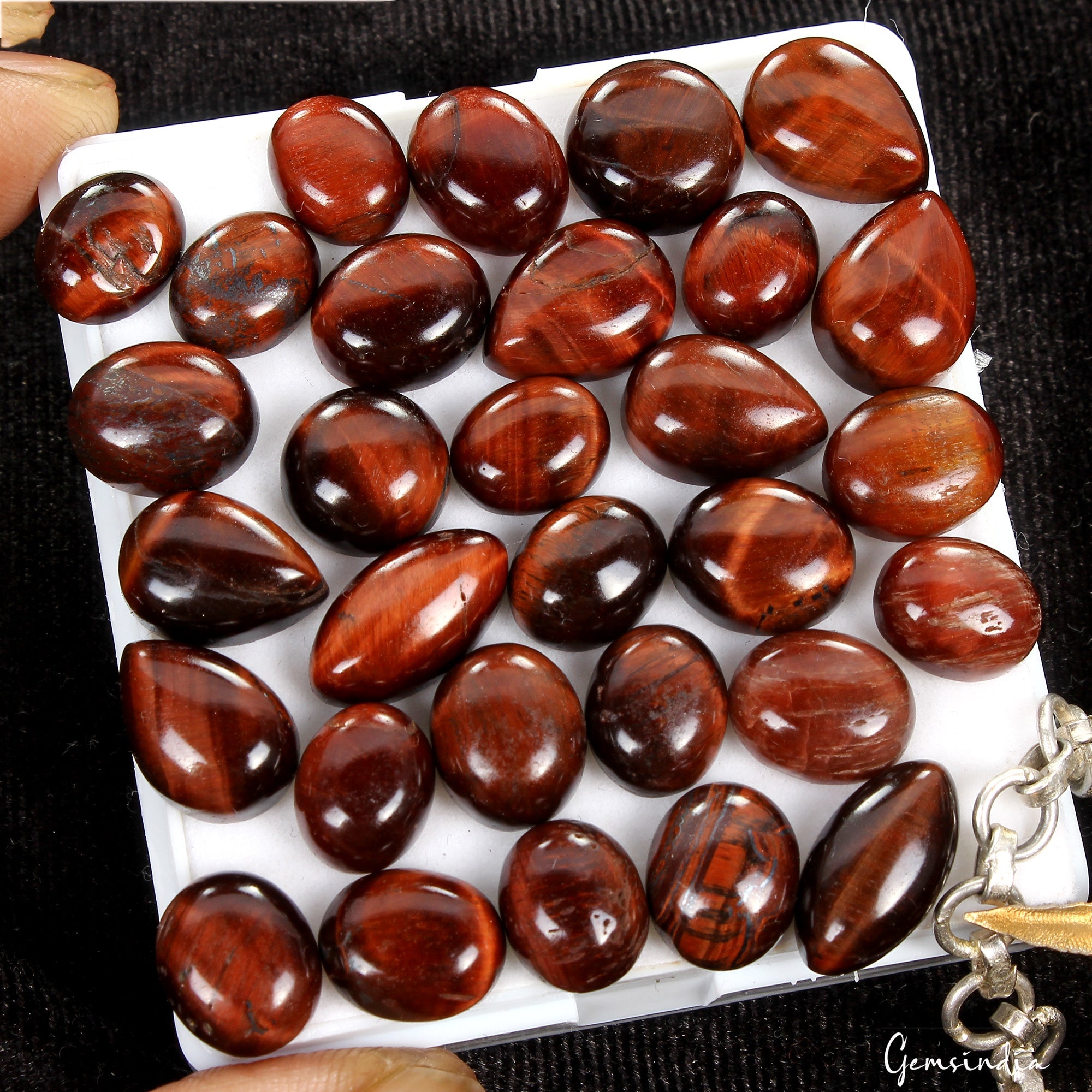 150 Ct Natural Mix Cabochon Red Tiger Eye Loose Gemstone Lot for Jewelry 10-15mm