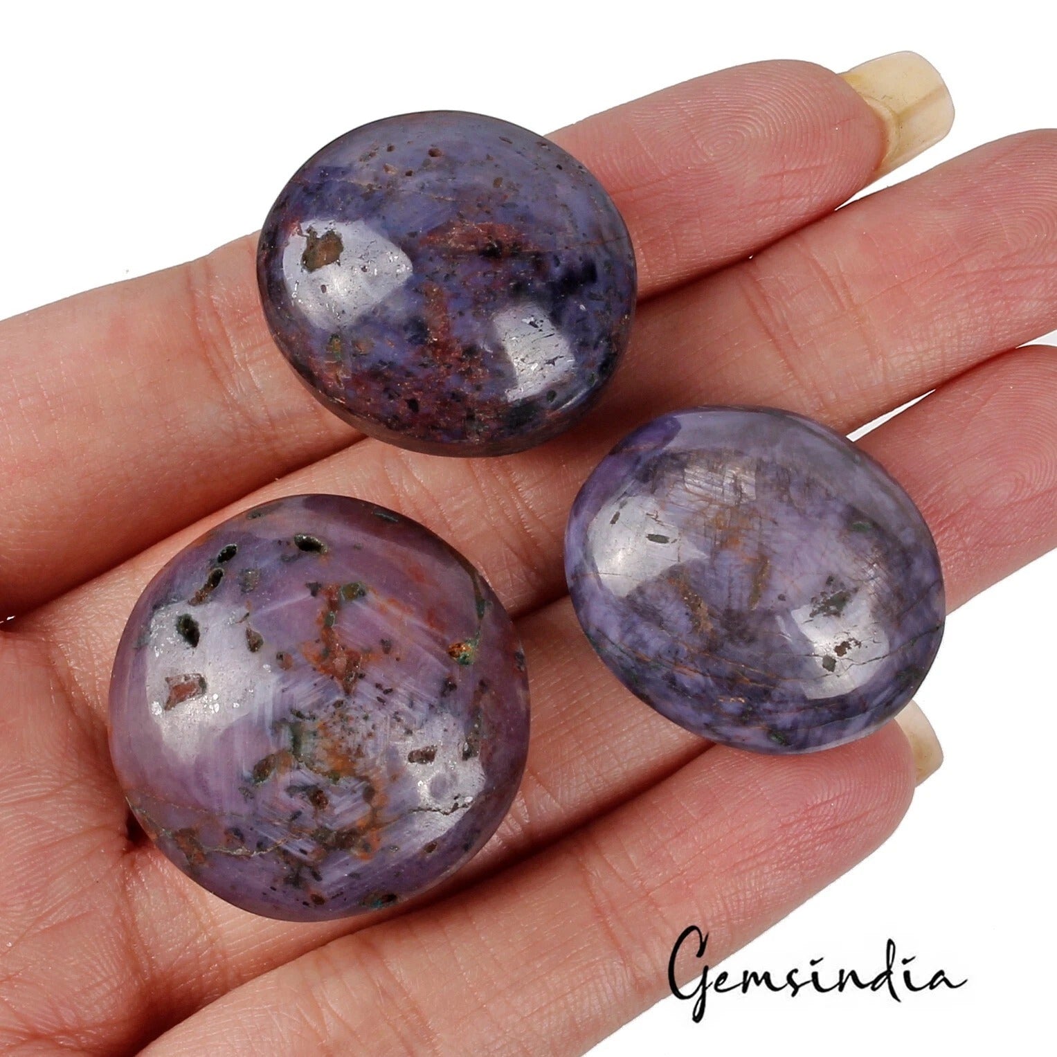 270 Ct Natural Untreated Purple Star Ruby Mix Cab Gemstone Lot 3 Pc For Jewelry