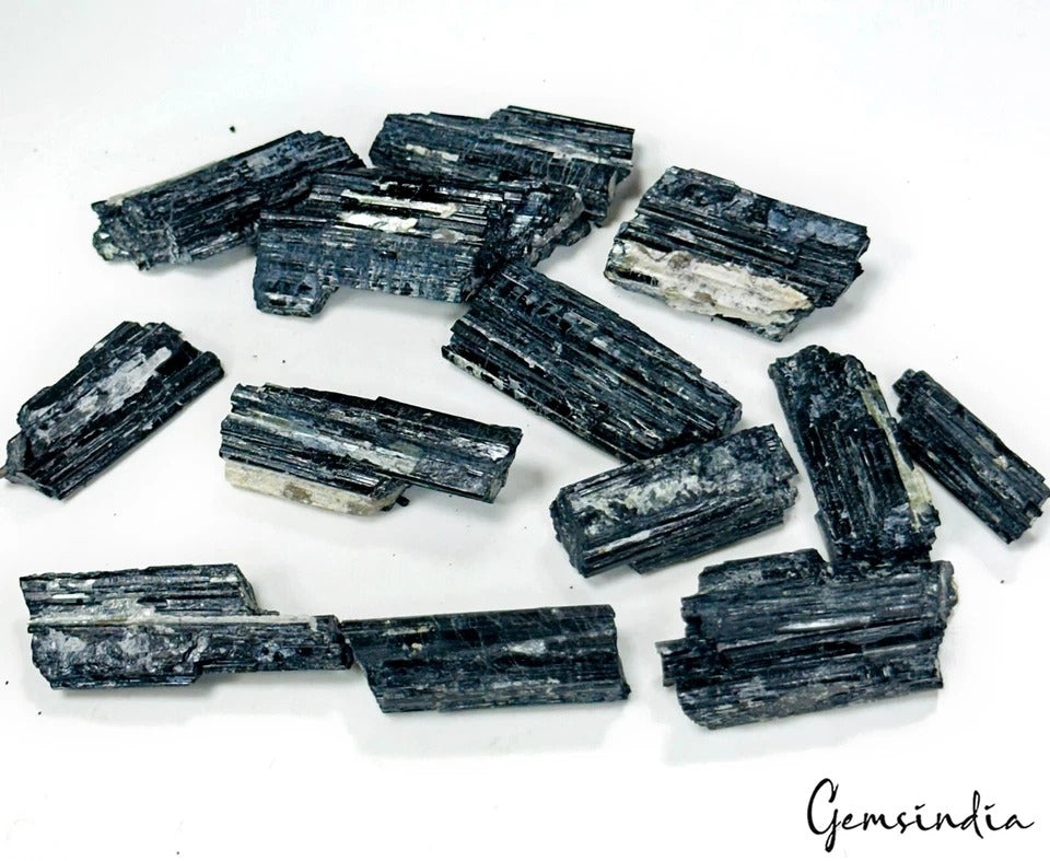 13Pc Lustrous Black Tourmaline w/ Feldspar From Erongo Mountain Namibia 200 Gram