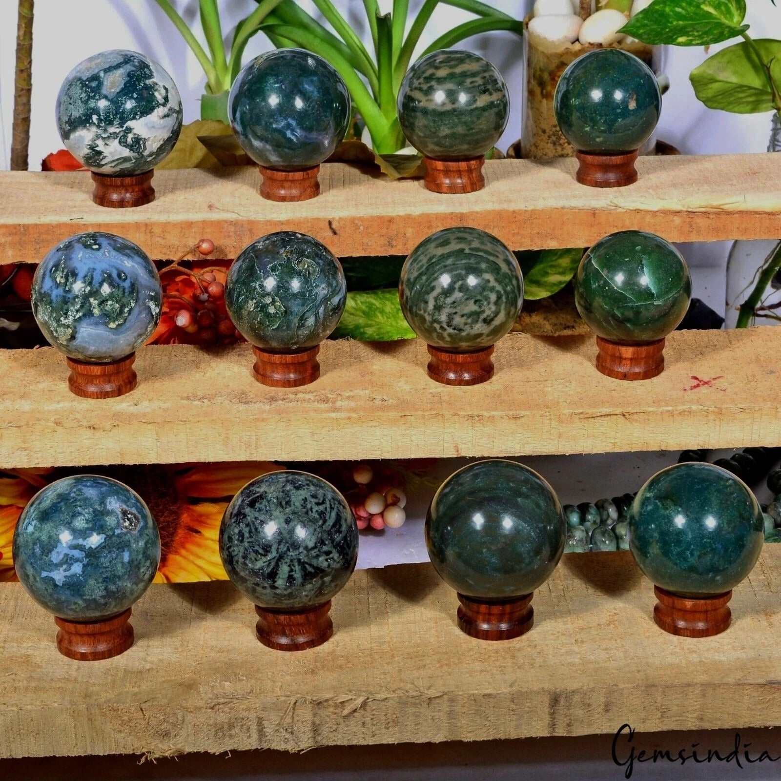 2 Kilo Natural Untreated Multi Gems Mini Sphere With Stand Healing Gems Lot 12Pc