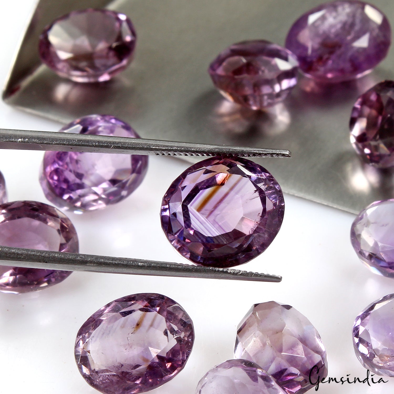 Amethyst Loose Gemstone, Oval Cut, Purple — 11mm to 14mm, 128.90 Ct, Uruguay