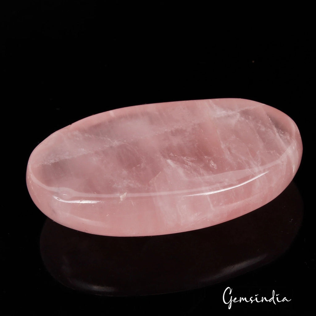 Rose Quartz Cabochon, Pear Cabochon, Untreated — 44 x 26 x 10mm, 72.80 Ct, Madagascar