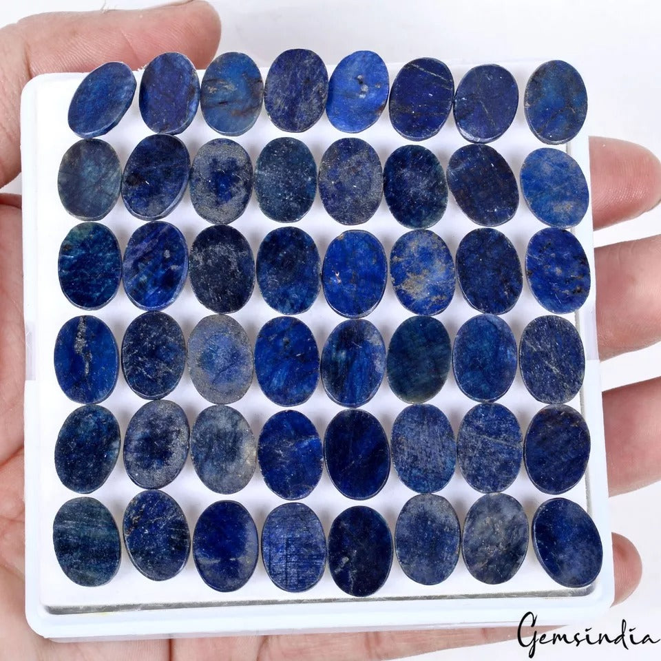 540 Cts/56 Pcs Natural Blue Sapphire Oval Checker Cut Calibrated 15x11mm Gem Lot