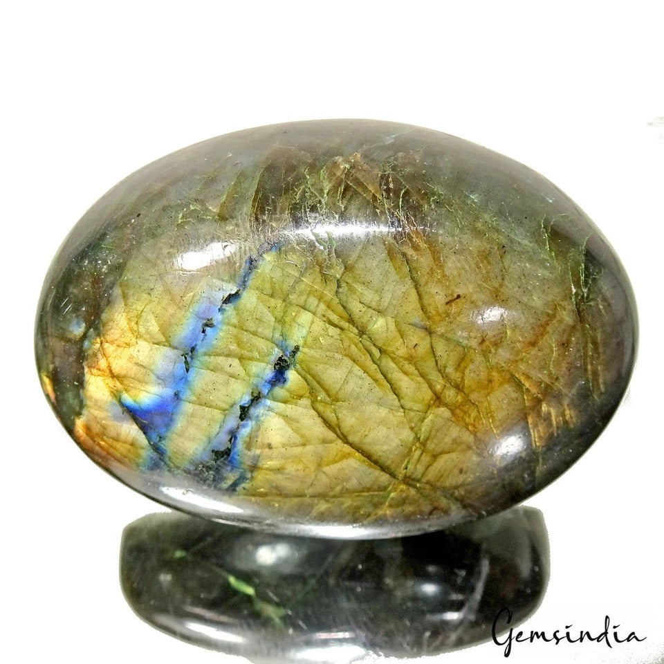 Certified 540 Cts Natural Untreated Golden Green Blue Shine Labradorite Oval Gem