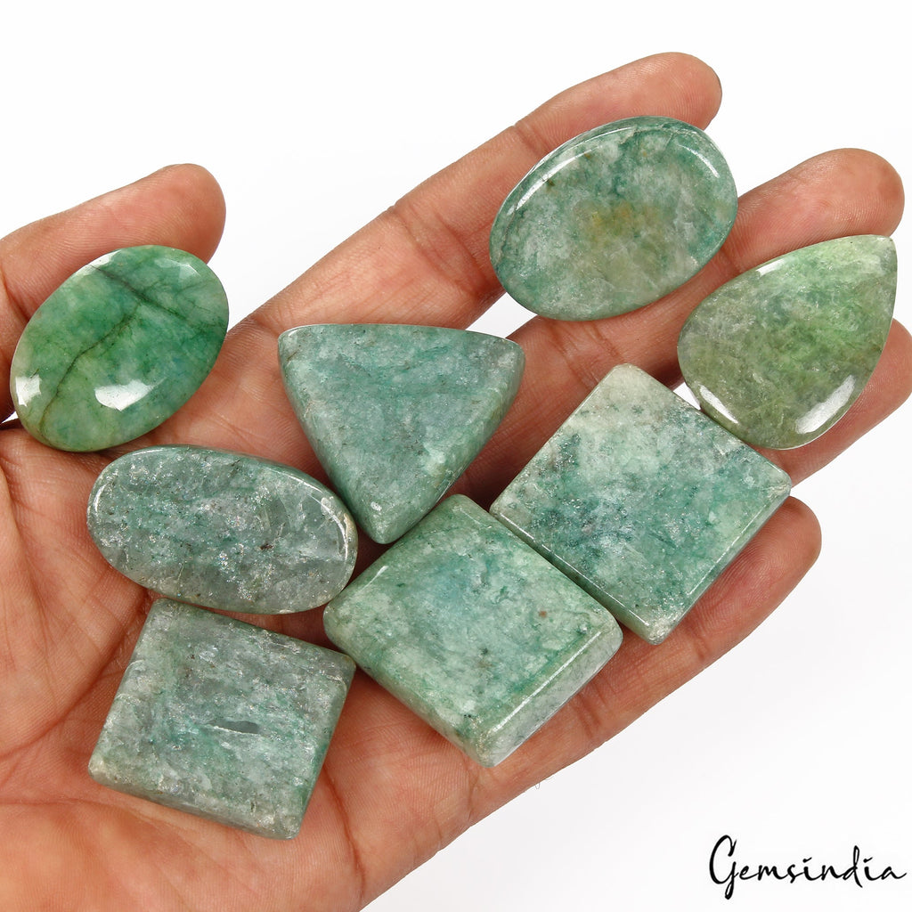 1000 Cts/8 Pcs Natural Brazilian Green Emerald Mix Cab Loose Gems Wholesale Lot