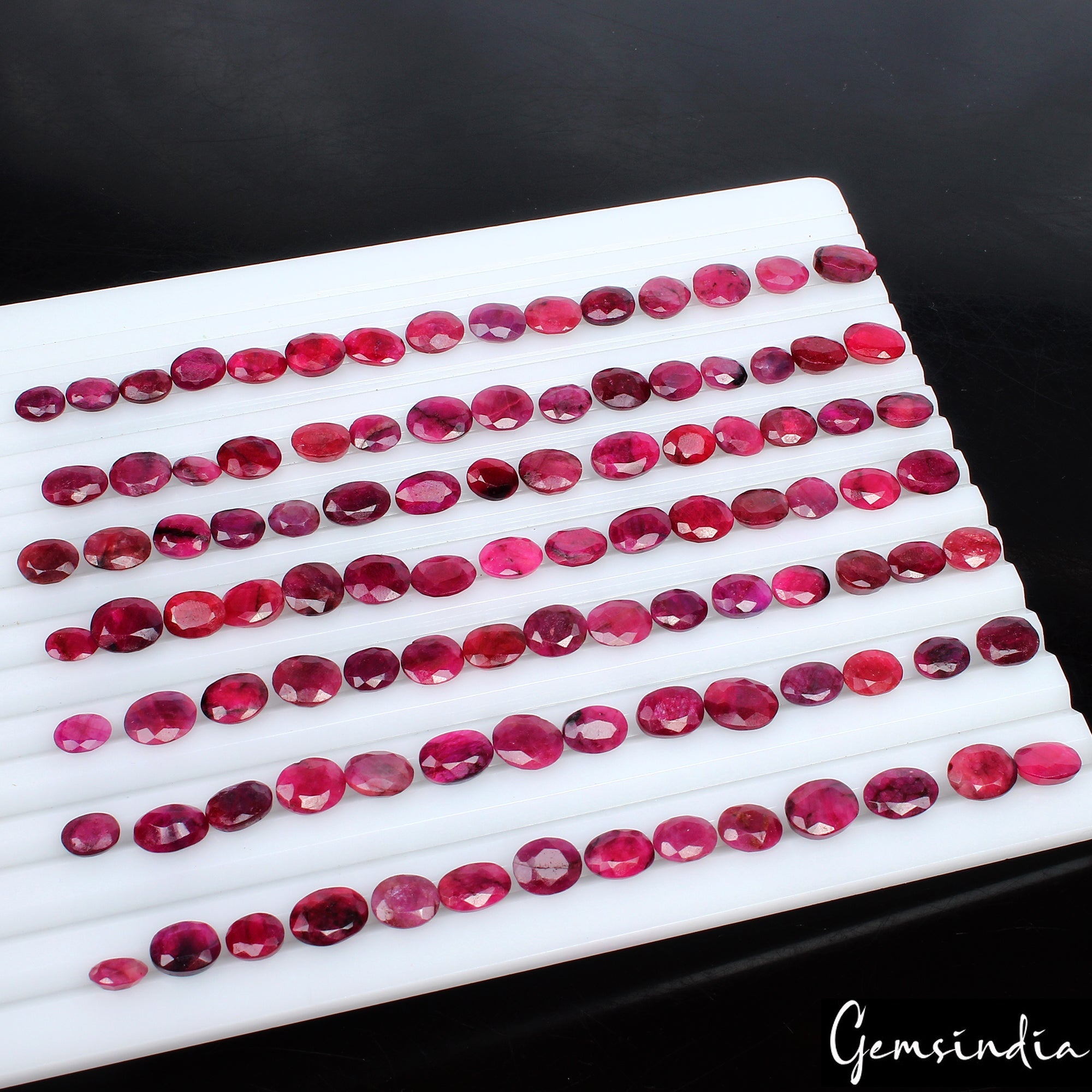 300 Ct/103 Pcs Natural Pink Red Ruby 7-10mm Pear Cut Loose Jewelry Gemstones Lot