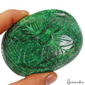 1500 Cts Natural Brazilian Green Emerald Oval Floral Hand Carved Loose Gemstone
