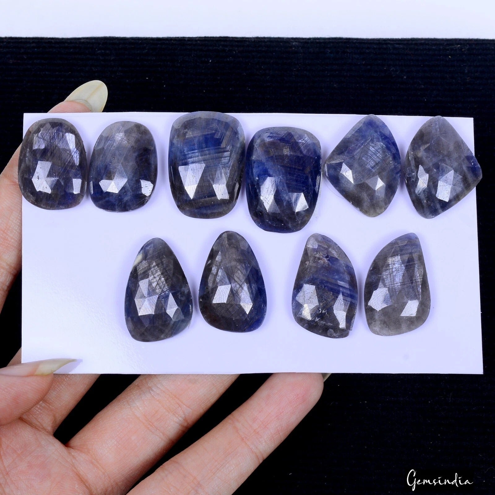 10 Pcs Natural Sapphire Pairs 21-24mm Unheated Checker Cut Loose Certified Gems