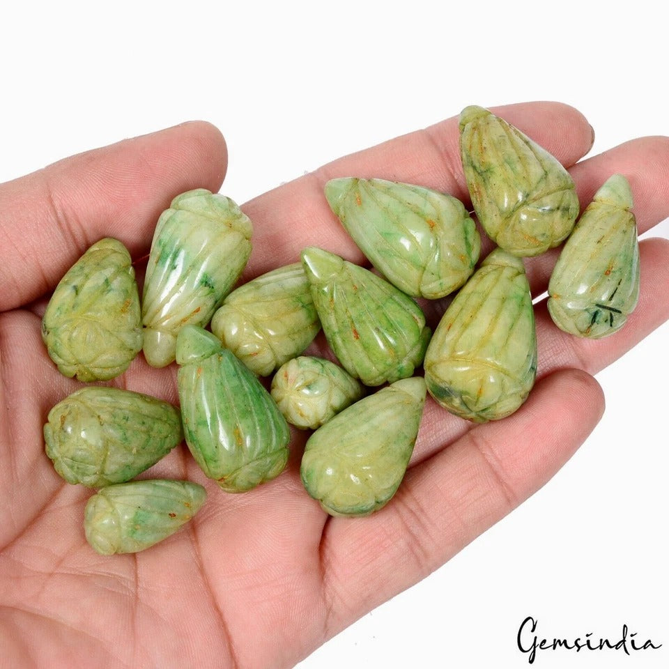 630 Ct Natural Emerald Gems Tear Drop Carving Undrilled Briolettes Gemstones Lot