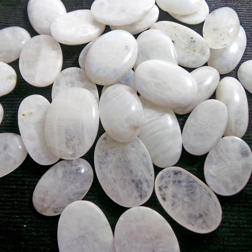 1520 Ct Natural Untreated Blue Shine Moonstone Oval Cab Loose Gems Lot 35 Pcs