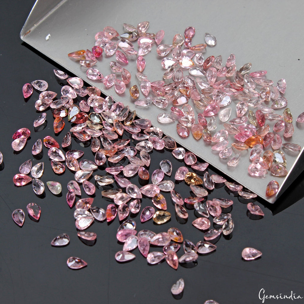 352 Pcs Lot Amazing Natural Pink Tourmaline Pear Cur Certified Gems Lot 47.50 Ct
